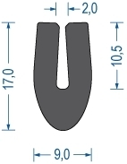 Profil EPDM 3 mtr. 5,35/ m Kantenschutz Moosgummi U 