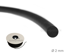 2 mm EPDM Moosgummi-Rundschnur schwarz auf Spule